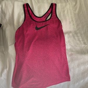 Nike PRO hot pink with black polka dots tank top.